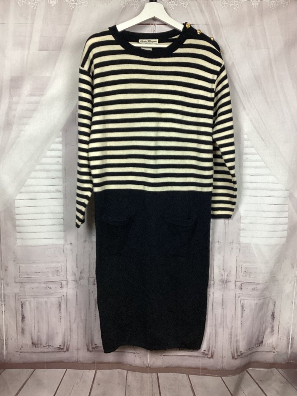Vintage Salvatore Ferragamo Striped wool dress S AS IS PARTS